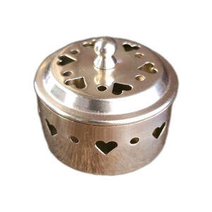 Small Round Vintage Brass Heart Stamped Trinket Jewelry Box Precious Mini Gift